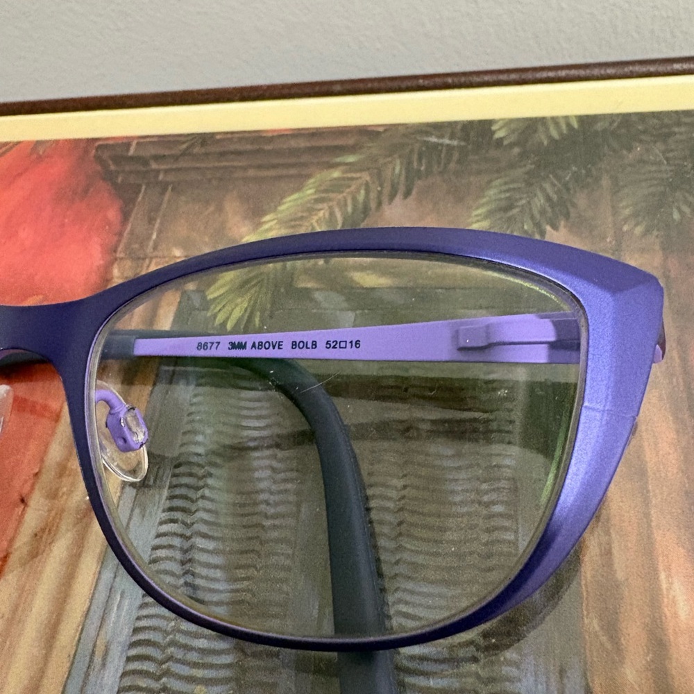 Bevel Purple Cat-Eye Eyeglass Frames women’s made in Japan - Picture 3 of 7